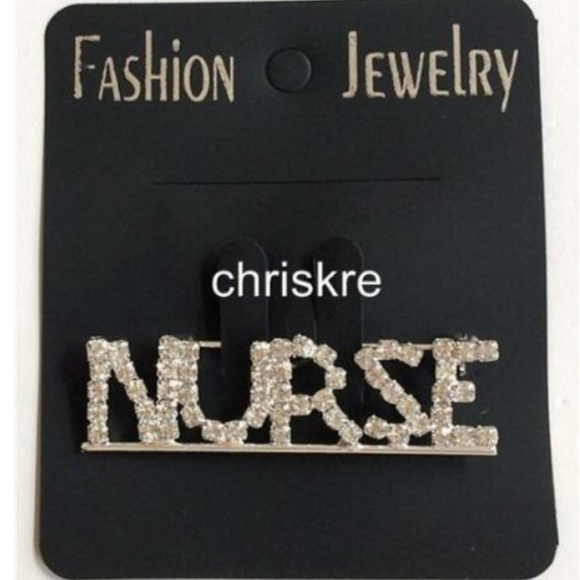 Silver Crystal NURSE Nursing Pin Brooch RN LPN CNA - Picture 2 of 5